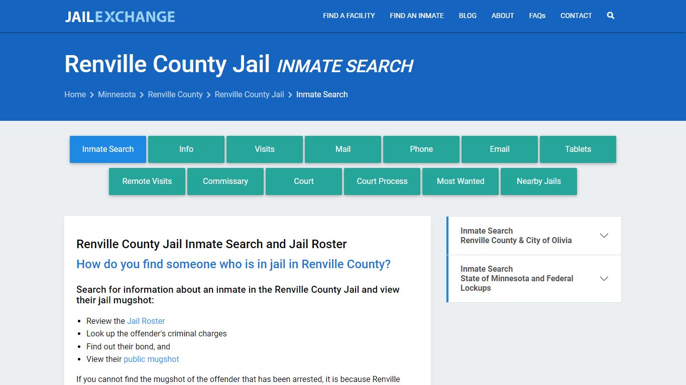 Renville County Jail Inmate Search - Jail Exchange