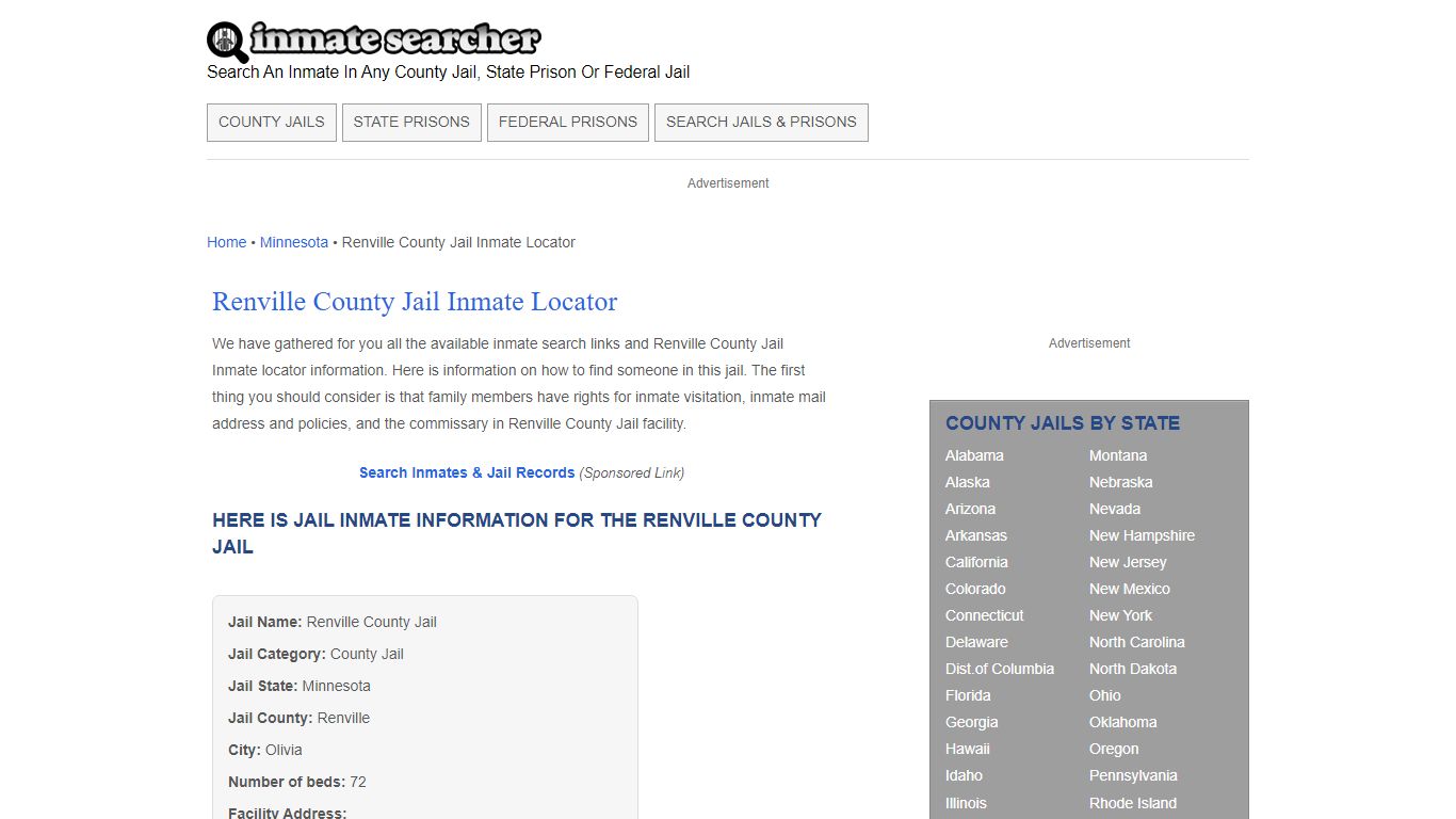 Renville County Jail Inmate Locator - Inmate Searcher
